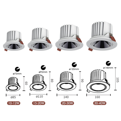 穂軸 10W 15w 20W Dimmable LED Downlight の防眩 Frameless によって引込められる照明